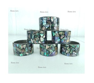 Set of 6 MOP And Wood Napkin Rings Round Shape Customized Size <b>Tissue</b> <b>Paper</b> Rings For Wholesale Supplier - Product Image 2