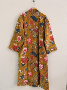 Velvet <b>Kimono</b> <b>Robe</b> For Women Handmade Cotton Velvet <b>Long</b> Dressing Gown Lounge Wear Jacket - Product Image 4