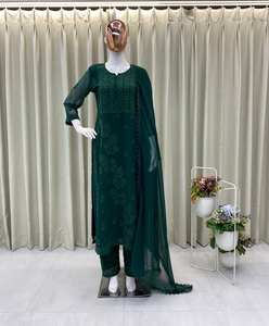 Ensemble de Kurta évacuant l'humidité réversible de Style traditionnel pour les femmes imprimés ethniques à la mode broderie complexe fêtes de taille unique - Product Image 3