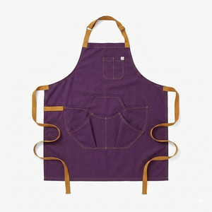 Yellow Sleeveless Bib <b>Apron</b> Multiple Pockets Eco-Friendly Oil-Resistant Canvas Woven for Cooking Daily Use Fashionable Style - Product Image 2