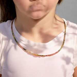 Collier Tourmaline pastèque octobre pierre de naissance 2mm 3mm perles à facettes pierre précieuse naturelle faite à la main 925 bijoux en argent pour les femmes - Product Image 6