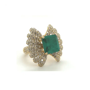 Anillo de dedo de oro amarillo de 18kt de alta calidad con diamantes naturales Joyería de moda - Product Image 4