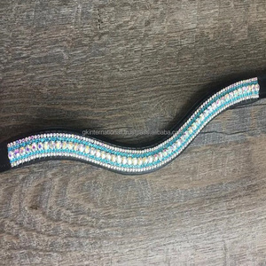 Banda de cuero para cejas de caballo, impresionante totalmente personalizada, mega ostentoso, cadena de cristal, en forma curva, todos los tamaños disponibles - Product Image 5