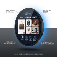 Écran publicitaire LCD circulaire de 23,6 pouces, écran tactile intelligent Android, signalisation numérique commerciale, lecture USB, montage mural