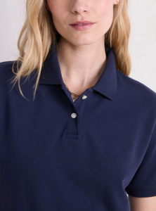 Custom 3D puff printed Logo Pique fabric Women's Polo T-shirt Solid navy Color Breathable short sleeve hip hop womens polo shirt - Product Image 3