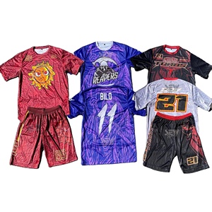 Ensemble d'uniformes de football américain 7v7 pour hommes, pour l'entraînement des équipes, tissu 100% polyester durable, manches courtes, logo imprimé réfléchissant, numéro - Product Image 6