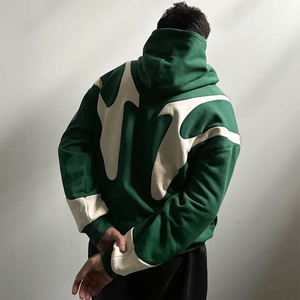 Y2k Hiphop Cross Color Contrast Zipper up Hoodie Custom New Men's High Quality Cotton Top Zip hoodies hombres, sudaderas con capucha para hombres - Product Image 2