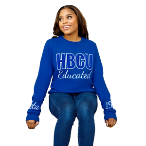 HBCU Zeta Chenille Sweat Coton Polaire Sororité Vêtements Brodé Zeta Phi Beta Bleu Pull HBCU Éduqué Top - Product Image 1