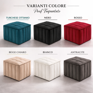 Pouf-lit simple, fabriqué en Italie, transformable avec matelas pliable et gain de place, et repose-pieds, tissu en velours amovible - Product Image 6