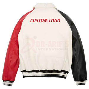 All-Season Varsity Chaqueta de vuelo de cuero real Multi-Color American Bomber Style Plus Size Impermeable para tallas de temporada de invierno - Product Image 3