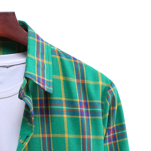 Camisa de franela de algodón a cuadros de color verde esquí snowboard superventas con botones y agujeros de botón camisas de franela camisas de hombre - Product Image 3