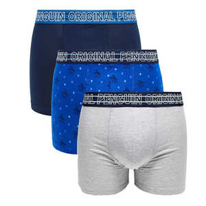 Boxers pour hommes en maille respirante à taille mi-haute, 100% coton, logo à la taille, assortiment de 3 pièces, taille 4XL - Product Image 2