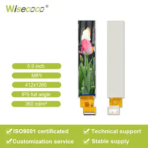Wisecoco layar iklan Tft Lcd Ultra lebar, tampilan batang Lcd 280*1424 kecerahan antarmuka kustom 7 inci