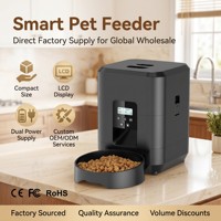 Vente en gros de distributeur automatique de nourriture pour animaux de compagnie en acier inoxydable de 2 L, mini bouteille, écran LCD, double alimentation, livraison directe d'usine