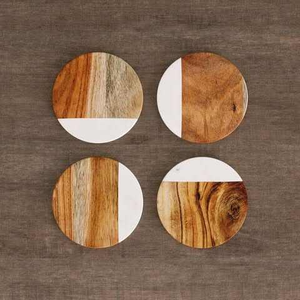 High Quality Customizable Round Olive Wood & Epoxy Resin Luxury Handmade Eco-Friendly <b>Coaster</b> <b>with</b> <b>Holder</b> <b>Set</b> MOQ 10 - Product Image 6