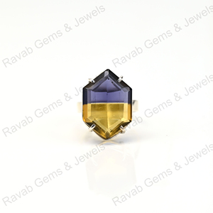 New Arrival Solid 925 Sterling Silver Bio Color Ametrine <b>Quartz</b> <b>Ring</b> for Women Hexagon Prong Setting Handmade Fine Jewelry - Product Image 1