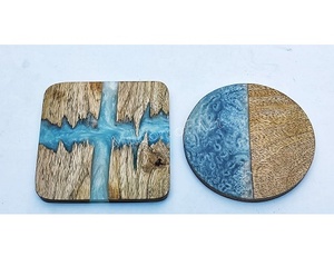 Sous-verre en bois classique fait à la main de la meilleure qualité avec résine époxy bois d'acacia pour l'artisanat de cuisine Inde - Product Image 1