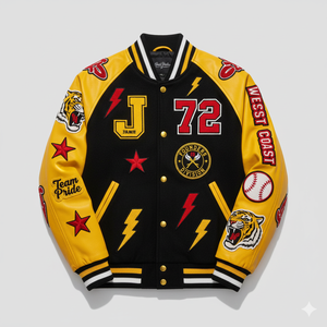 University Varsity Jacket Custom Logo Team Name College Style Letterman Baseball Bomber Coat for Summer/<b>Light</b> Wear - Product Image 1