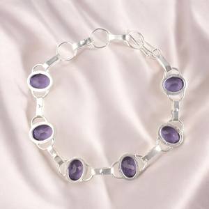 Zircon <b>Gemstone</b> Sterling Silver Tennis <b>Bracelet</b> 7-9 Inch 925 Unique Handmade Luxury September Birthstone Jewelry Gift for Her - Product Image 1
