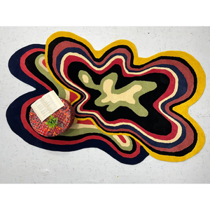High Quality Custom Wool Handmade Tufted Area <b>Rug</b> Irregular Shaped Psychedelic Design for Home Bedroom Room <b>Space</b> Flooring - Product Image 1