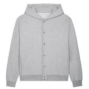 Sudadera con capucha gris con cierre de botón de logotipo personalizado de último diseño para hombre, sudaderas con capucha informales cálidas y relajadas de ajuste cómodo para clima de invierno - Product Image 6