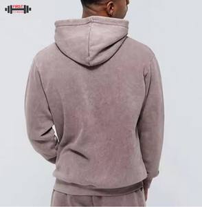 Nueva moda gran oferta invierno ácido lavado hombres chándal 100% algodón forro polar con capucha deporte ropa de calle - Product Image 6