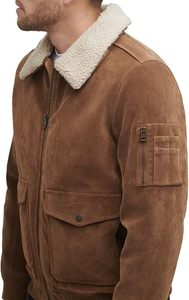 Blouson aviateur en cuir synthétique sur mesure pour homme, col rabattu, design avant, imperméable et respirant - Product Image 6
