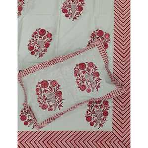 Parure de lit double en coton percale à motif floral classique avec taies d'oreiller 90x108, drap-housse et couette pour usage domestique, ensemble 3 pièces - Product Image 1