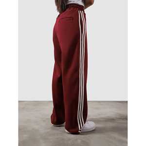 Pantalon Heritage pour femme, respirant, rouge bordeaux, taille mi-haute, styles décontractés à jambe large et à coupe crayon, fermeture élastique, technique froissée, taille XL - Product Image 5