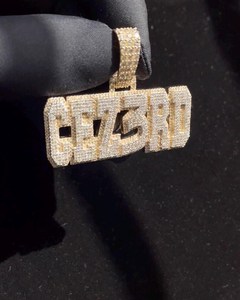 Colgante personalizado con letra y nombre, plata de ley 925 con baño de rodio, diamante moissanita VVS, para uso unisex. - Product Image 2
