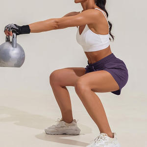 Short de fitness OEM solide à taille haute pour femmes 2 1 respirant entraînement course à pied tenue d'été logo personnalisé Options marque privée - Product Image 5