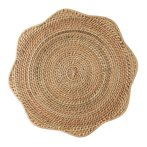 Venta al por mayor a granel placas de cargador de ratán nueva llegada tendencia placas de cargador de ratán estilo bohemio hecho a mano mantel de mimbre de Vietnam - Product Image 1