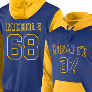 Sweat-shirt à capuche personnalisé en sublimation bleu et jaune, vêtements d'équipe personnalisés, logo personnalisé, vêtements de sport, design homme femme OEM - Product Image 4