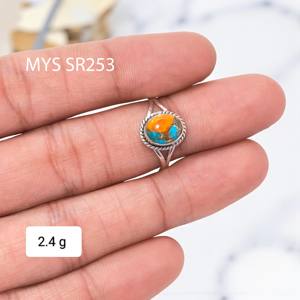 Fabrication de bijoux Bagues indiennes en argent Fabricant Fournisseur Oyster Turquoise Gemstone Bagues fines en argent sterling - Product Image 1