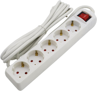 Rallonge électrique chinoise à 5 prises avec interrupteur 16A/250V 3680W, longueur 1,5-5m, couleur blanche, Don Feliz