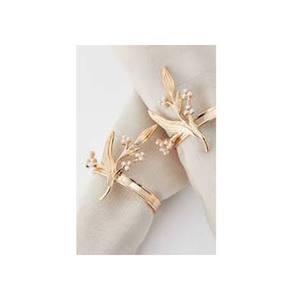 Servilleteros de lujo para bebés de negocios minimalistas de San Valentín, servilleteros con diseño de hojas y brotes dorados para bodas y fiestas - Product Image 1