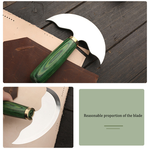 Couteau rond en cuir pour artisans et professionnels de l'artisanat Couteau rond de coupe en cuir robuste avec poignée en bois - Product Image 3