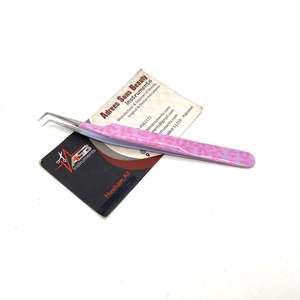 90 Degree Pink Leopard Print <b>Tweezer</b> Non Fiber Tip Sustainable Eyelash <b>Tweezer</b> Custom Logo Printing OEM Service - Product Image 1
