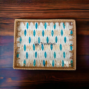 Elegante Bandeja de Ratán Hecha a Mano, Bandeja de Mesa Moderna, Calidad Premium, Almacenamiento y Decoración Móviles, Ideal para Regalos y Servicio, Tradebyd - Product Image 3