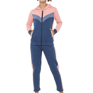 Conjunto Deportivo Informal con Capucha para Mujer, Tendencia de Invierno, con Bolsillos Laterales, Color Sólido en Contraste, Corte Regular - Product Image 2