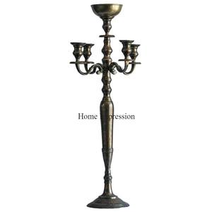 Designer de luxe Heavy Duty Métal Plaqué Or Avec Cristal Perlé 5 Bras Bougeoirs Candélabres De Taille Personnalisée Disponibles - Product Image 4