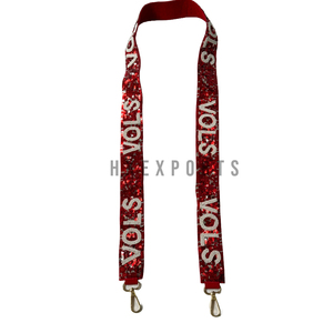 Bolso bandolera transparente Gameday aprobado por el estadio para mujer con accesorio de cinturón de correa de lentejuelas granate y blanco personalizado - Product Image 2