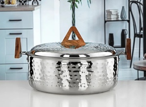Arabian Style Stainless Steel Casserole Dish <b>Hot</b> Food Server Beautiful Rose Pattern Base Housewarming Gift - Product Image 2
