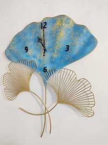 Ak Brass Metal Decorative Three Petal Blue Color Wall <b>Clock</b> for Wall Decor - Product Image 2