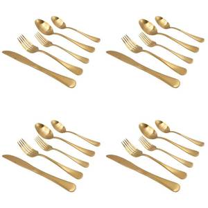 Juego de cubiertos chapados en oro Royal Look con juego de acero inoxidable pulido con espejo, increíbles cubiertos de lujo para servir o ideas de regalo - Product Image 5