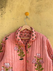 Chaqueta Acolchada Reversible de Algodón, Abrigo Bohemio con Estampado de Bloques Hecho a Mano, Ropa Exterior Floral para Mujer, Regalo de Navidad para Familiares y Amigos - Product Image 4