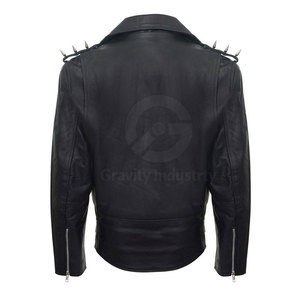 Veste en cuir de vache sur mesure, couleur unie, pour homme, écologique, respirante, streetwear d'hiver, logo sur le devant - Product Image 3