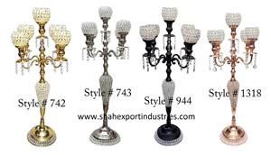 Silver Tall Wedding Candelabra With Flower Bowl for Wedding Centerpiece 9 Arms Floor Candelabra Stand for <b>Taper</b> <b>Candles</b> - Product Image 5