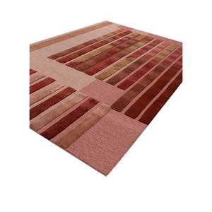 Alfombra de Lana y Viscosa Tejida a Mano con Rayas Rojas y Naranjas, Modelo Tnq-3236 (Cs-01), para Decoración de Sala de Estar - Product Image 2
