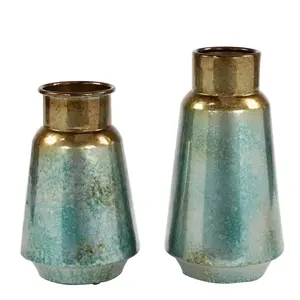 Nueva última maceta de metal en un juego de 3 macetas martilladas a precio al por mayor Floreros de metal El;egant para decoración de hotel en casa - Product Image 3